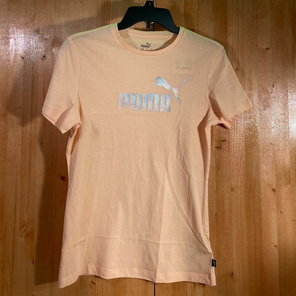 NEW! PUMA SUMMER DAZE Large L Lrg Girls Graphic Print T-Shirt Tee Shirt Peach